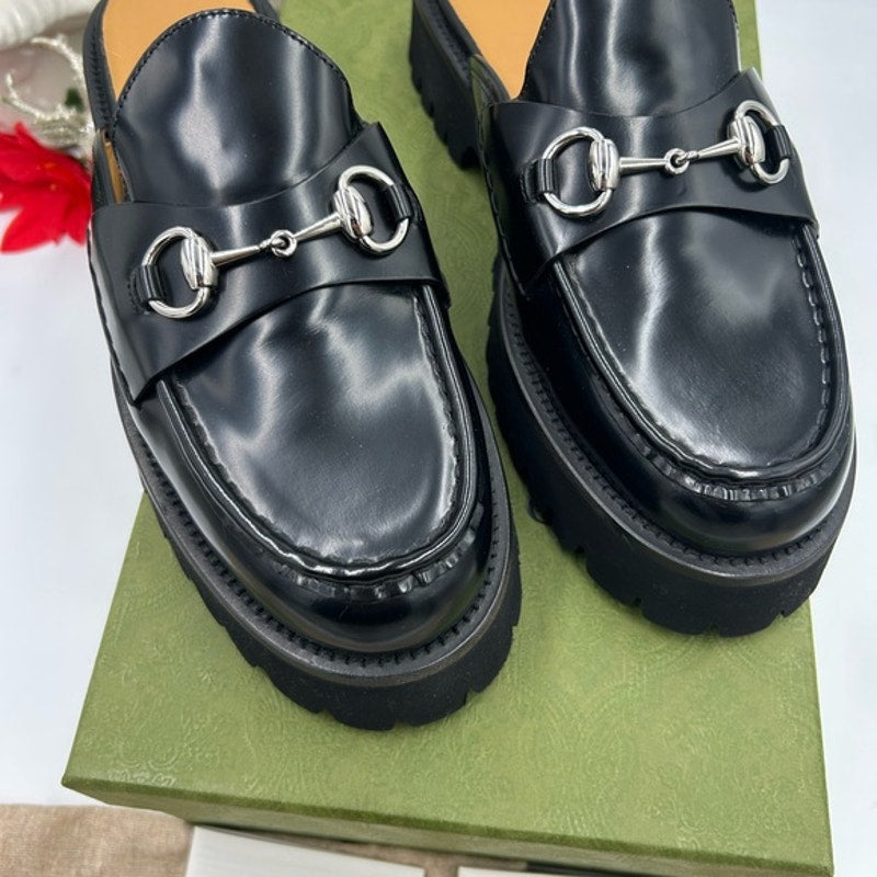 Women's Gucci, leather horse bit mules size 40 made in Italy