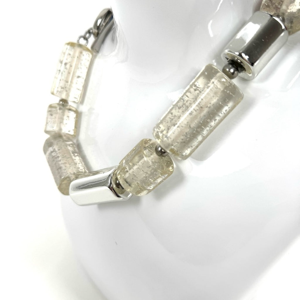 Clear Geometric Statement Necklace Modern Design