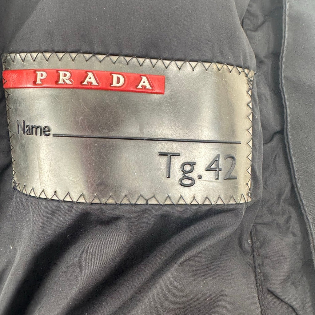 Prada Women’s Black Full Zip Stand Collar Jacket Long Coat – Size 42