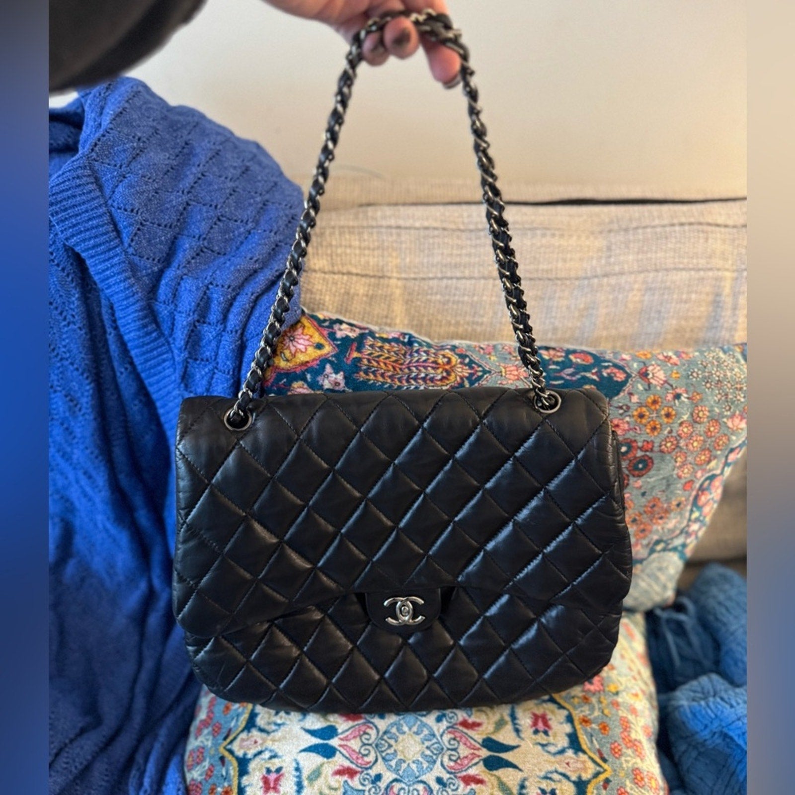 Chanel Special 3 slot flap Black Quilted wSilver Hardware employees only edition