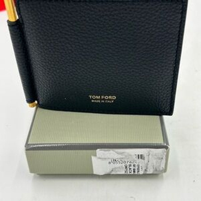 Tom Ford men's money clip wallet with gold tone hardware made in Italy