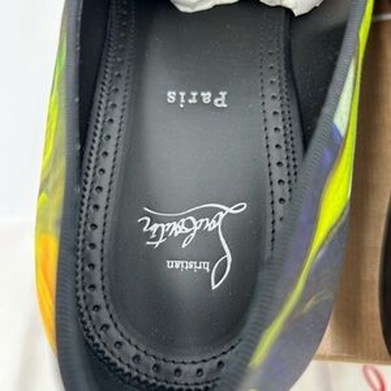 Men's Christian Louboutin, dandy chick roses, satin loafers size 46 made Italy