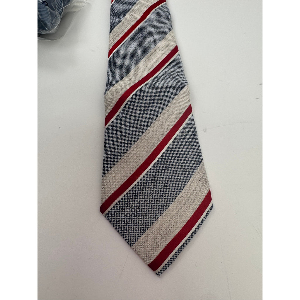 Mattabisch Napoli Striped Multicolor Silk Linen Blend Tie Made in Italy