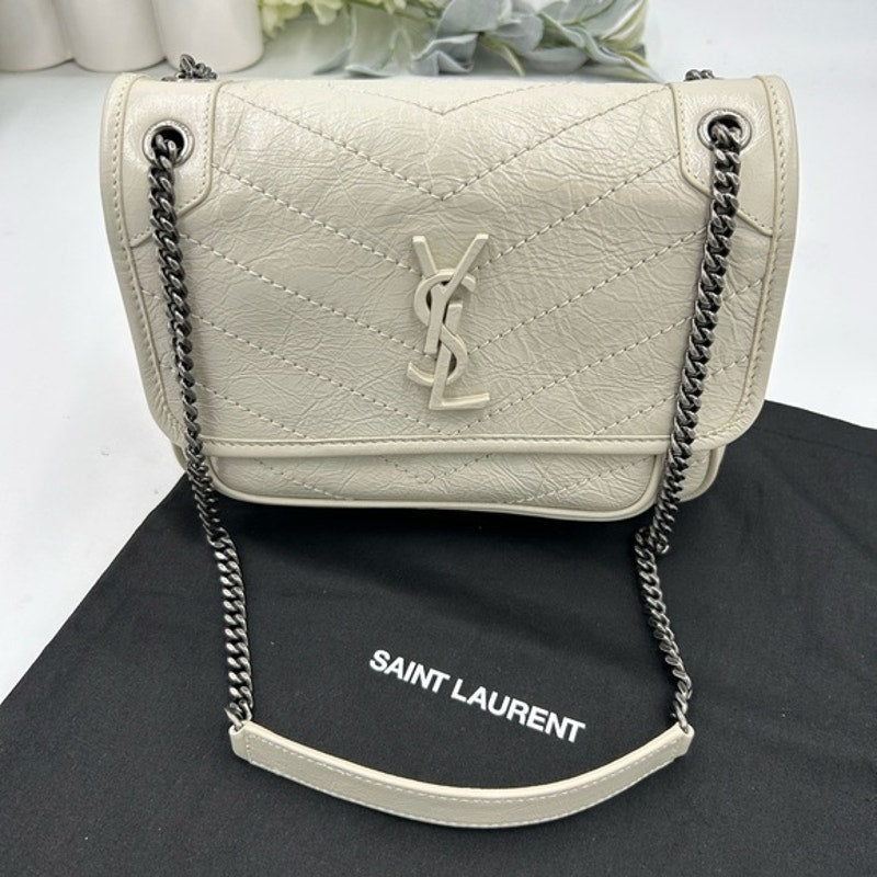 Women's Saint Laurent Ysl NIKI BABY shoulder bag in vintage crinkled leather