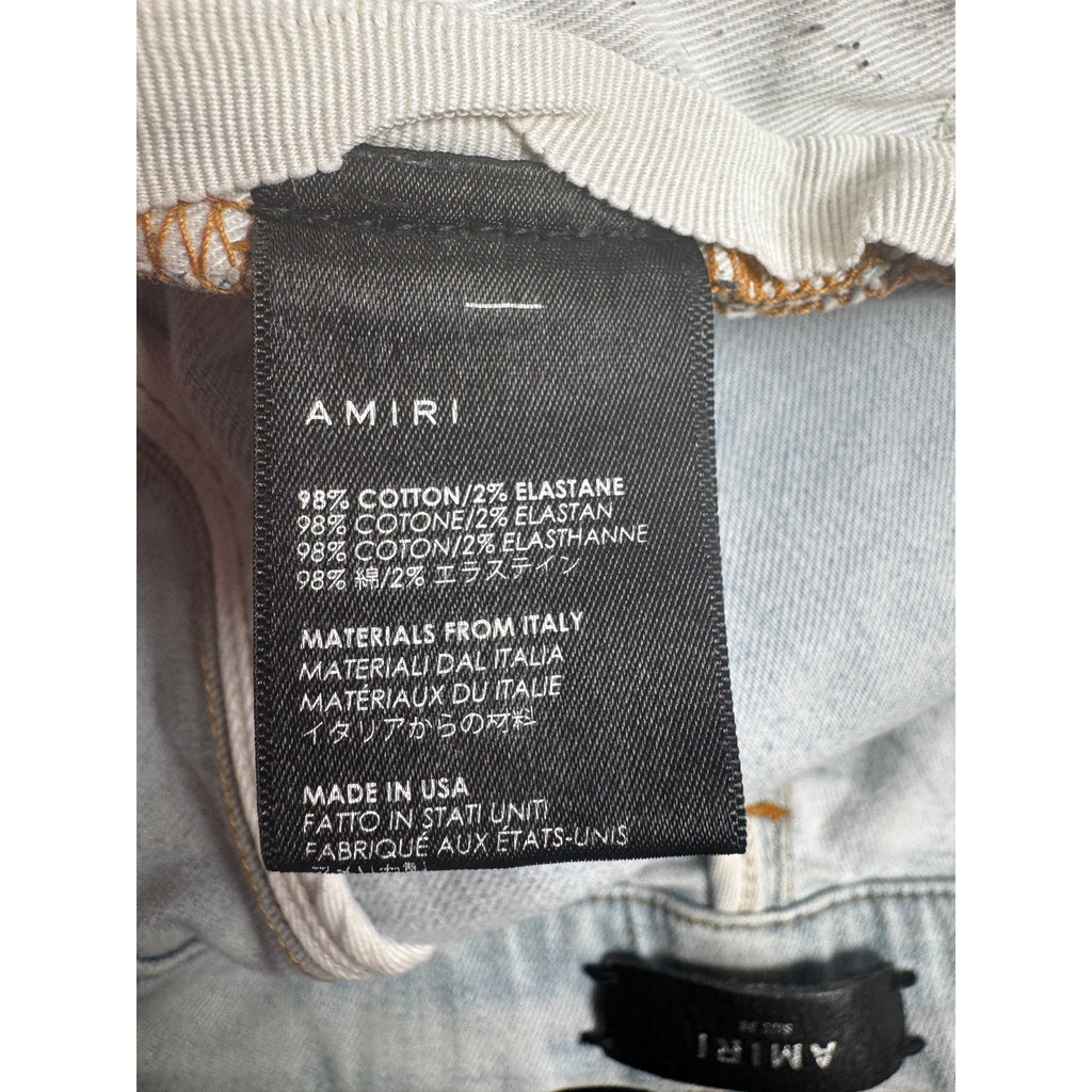 Men's Amiri MX1 Light Indigo Wash Vintage Tee Animation Patch Jeans Size 38