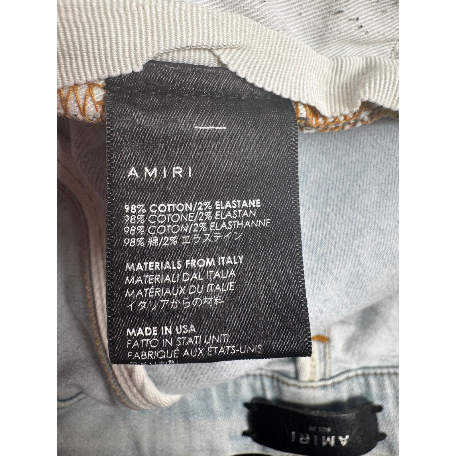 Men's Amiri MX1 Light Indigo Wash Vintage Tee Animation Patch Jeans Size 38