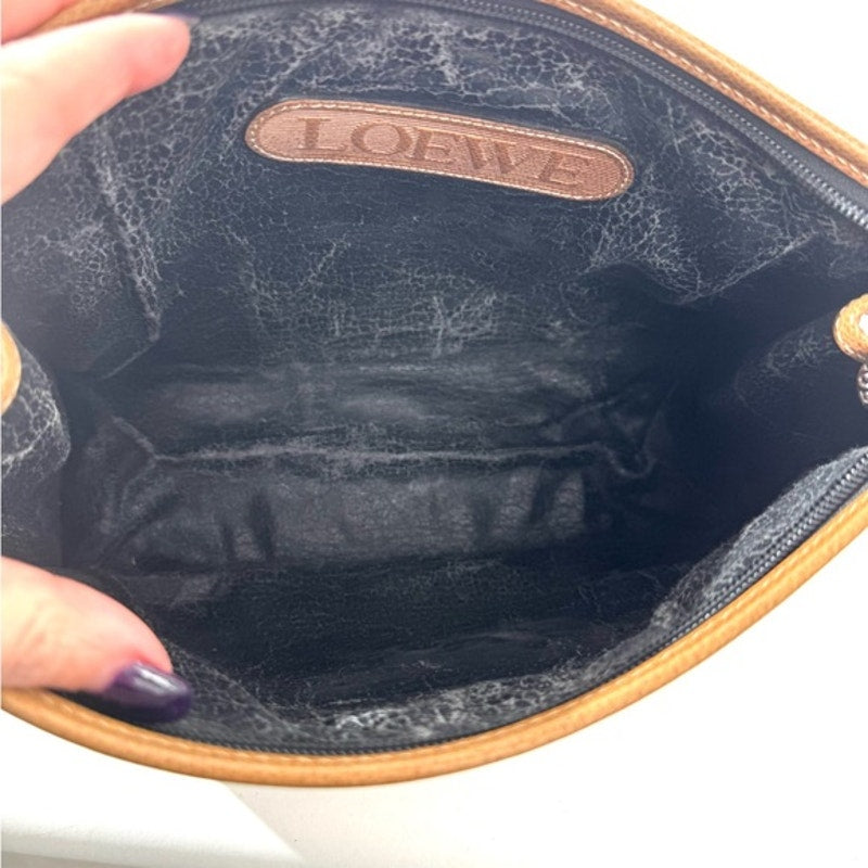 Loewe Black and Tan Leather Clutch