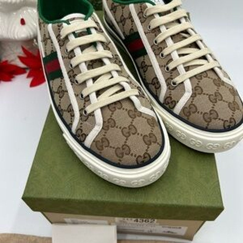 Gucci tennis 1977 low top GG canvas sneaker sized 11.5 fits 12 US made in Italy