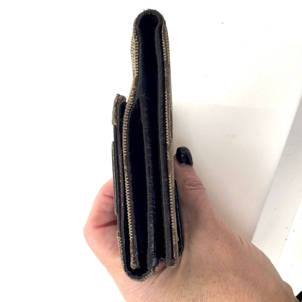 Gucci GG Rare Neutral Canvas Monogram Web Canvas Compact Wallet