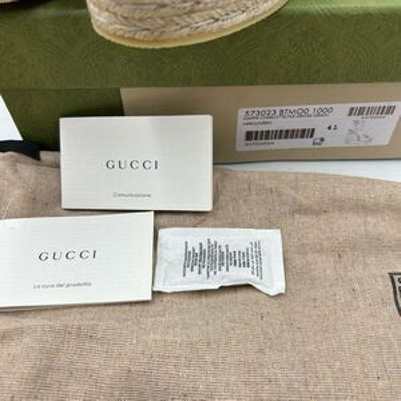 Women's Gucci GG wedge ankle tie Espadrilles size 41 made in Spain