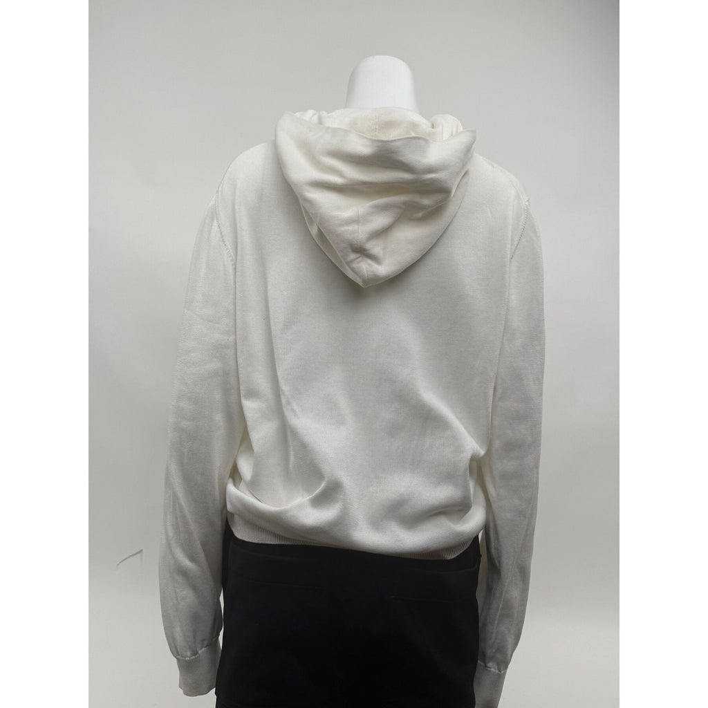 Louis Vuitton White Intarsia Knit Sweater Hoodie Size XL Made in Italy