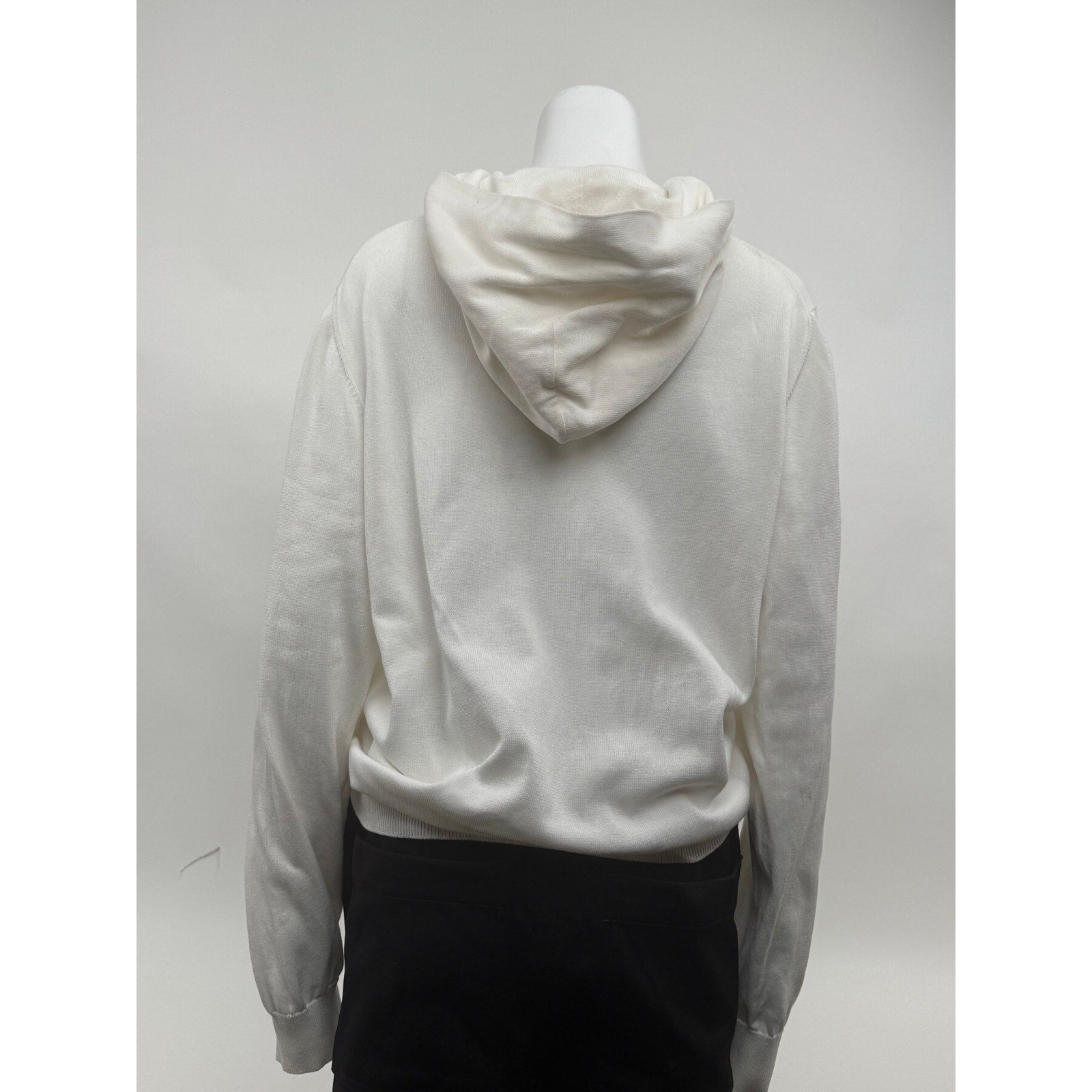 Louis Vuitton White Intarsia Knit Sweater Hoodie Size XL Made in Italy