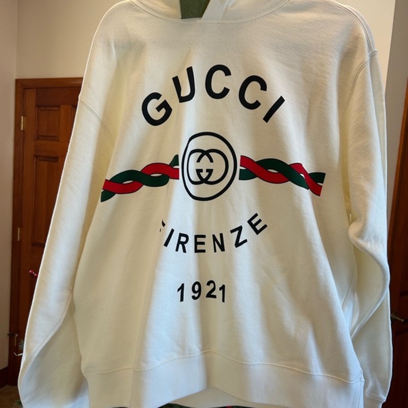 Men's Gucci FIRENZE 1921 cotton hoodie interlocking G/web stripe small/medium