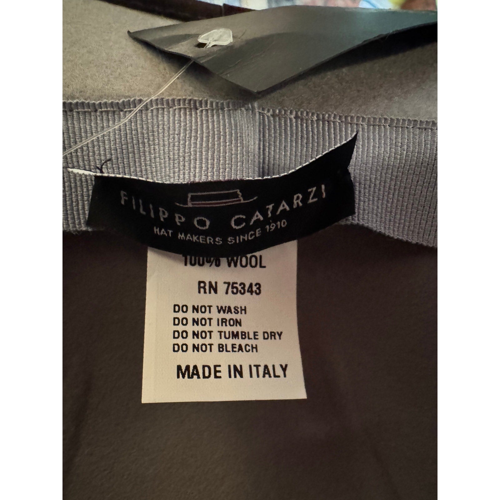 Women’s Filippo Catarzi NWT Gray Wool Bucket Hat with Brown Trim – Made in Italy