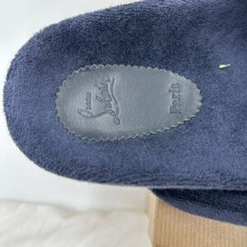 Men's Christian Louboutin BIZZU cross strap Terry cloth slide size 44 made Italy