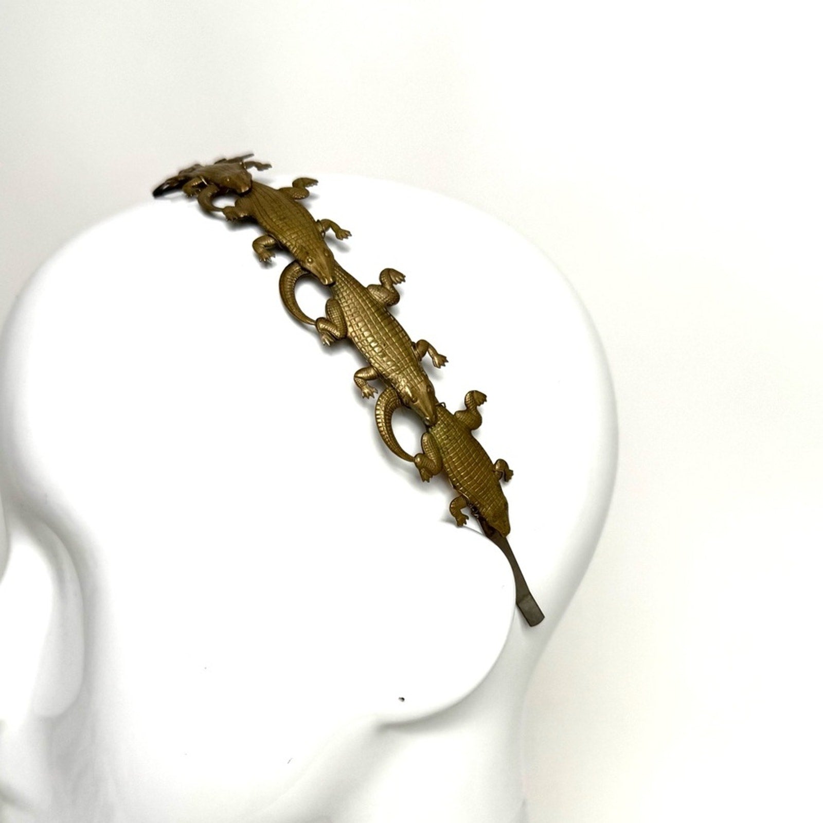 Eugenia Kim RARE HAND CAST bronze alligator headband bought at Henri Bendel, NYC