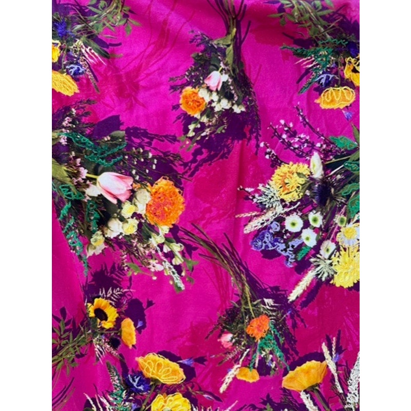 Unisex Louis Vuitton Embroidered Pink Floral T-Shirt Size Large