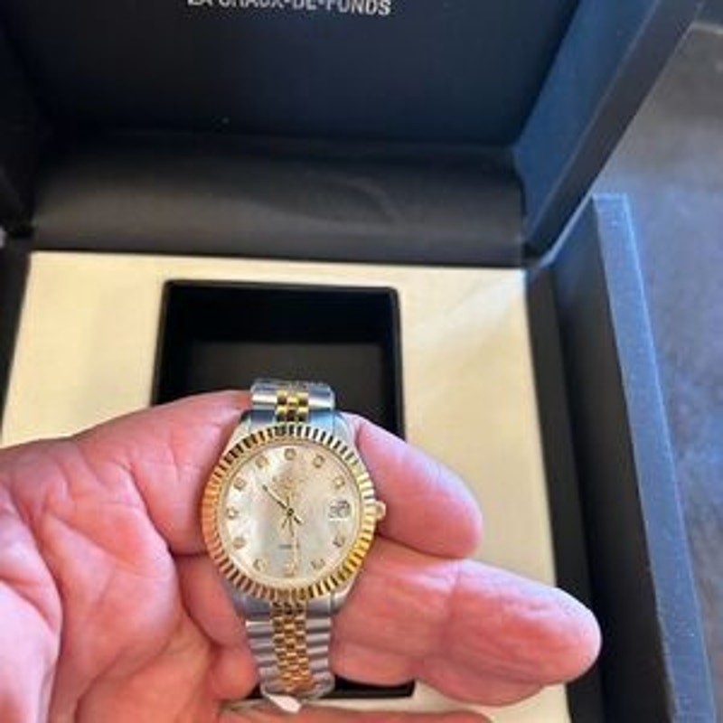 Women’s Gevril stainless steel two tone, mother of pearl face watch Switzerland