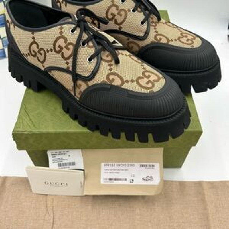 Men’s Gucci, maxi GG Supreme canvas loafers size 12 made in Italy