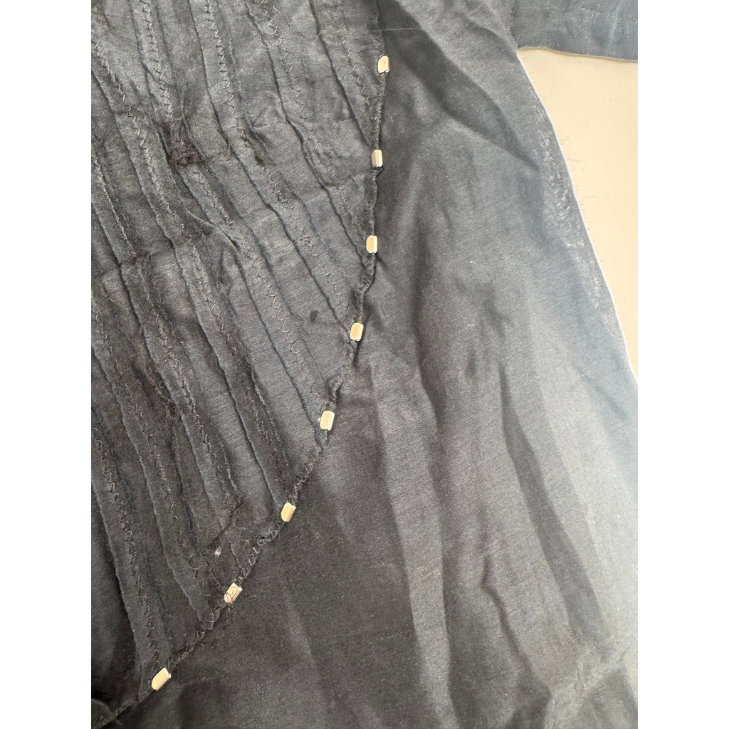 Barbara Bui NWT Black Silk Embellished Pintuck Tunic Blouse – Size 38 / S