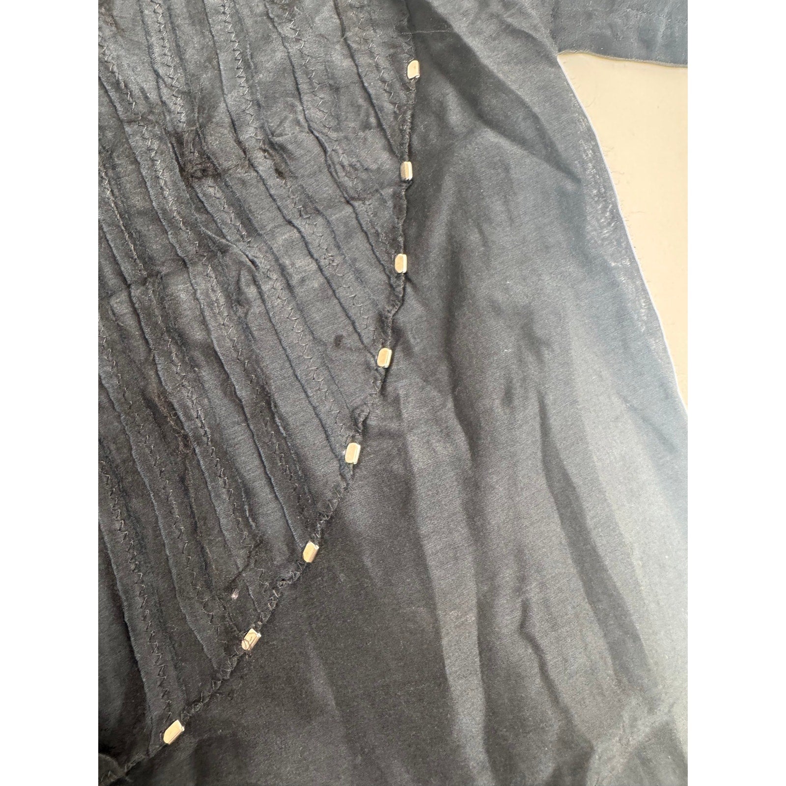 Barbara Bui NWT Black Silk Embellished Pintuck Tunic Blouse – Size 38 / S