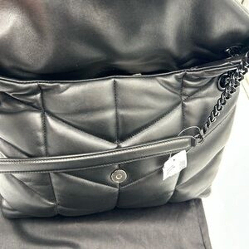 Saint Laurent YSl Black Lou Lou medium Puffer Shoulder Bag made in Italy