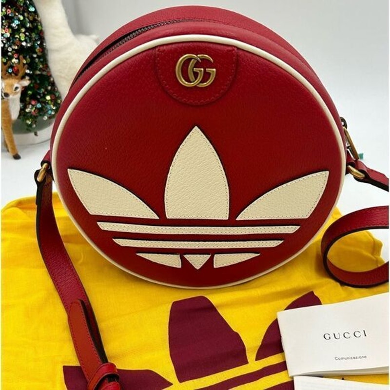 Women’s Gucci X Adidas, GG Marmont round leather shoulder bag made in Italy