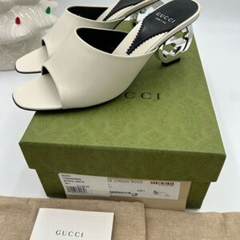 Women's Gucci interlocking G leather sandals size 38.5 made in Italy
