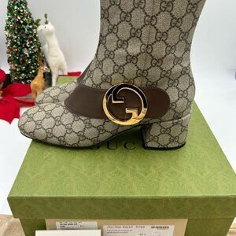 Women’s Gucci, Blondie GG Supreme, leather ankle boots size 41.5 made in Italy