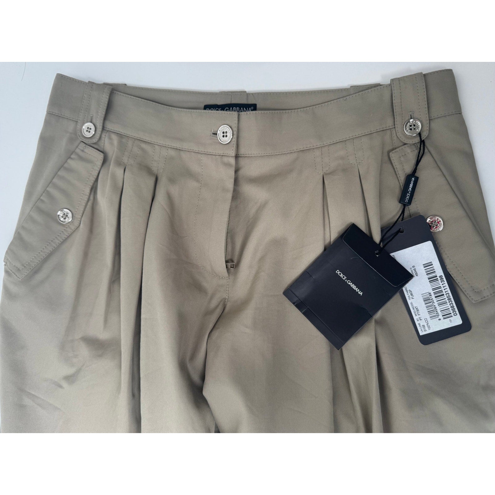 Dolce & Gabbana NWT Khaki Cotton Pants with Ankle Zip Detail Size IT 42 / US 6