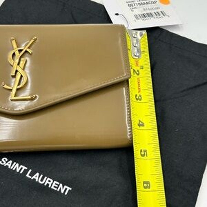 Saint Laurent Ysl Tan Leather Clutch/chain wallet made in Italy