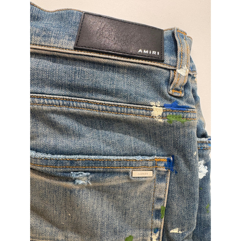 Mens AMIRI mx1 paint splatter light wash patch size 32 immaculate