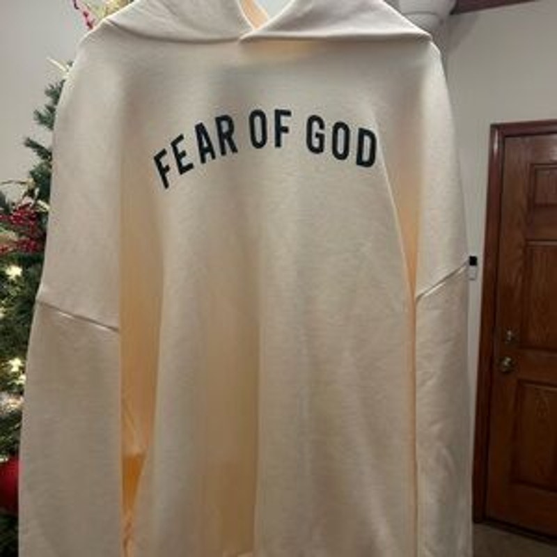 Men's Fear of God Cream French terry cotton Hoodie size XL