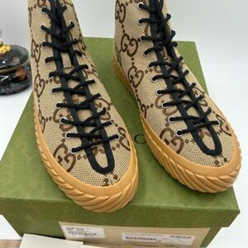 Men's Gucci, maxi GG high top canvas sneakers size 12.5 made in Spain