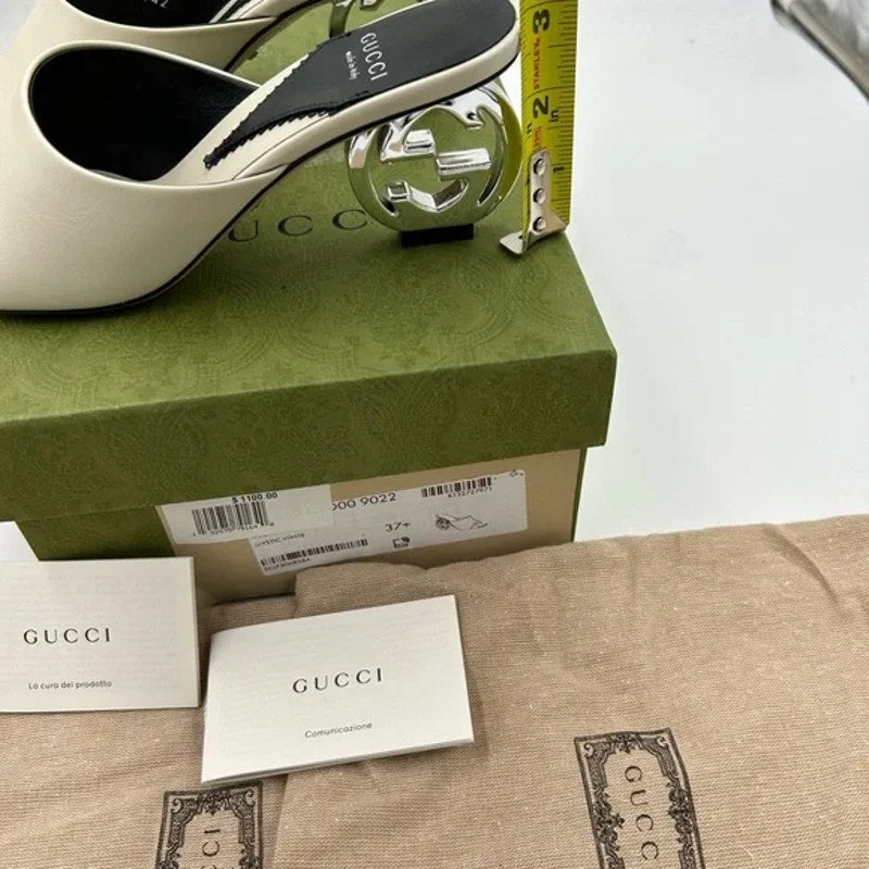 Women's Gucci interlocking G leather sandal size 37.5 made in Italy