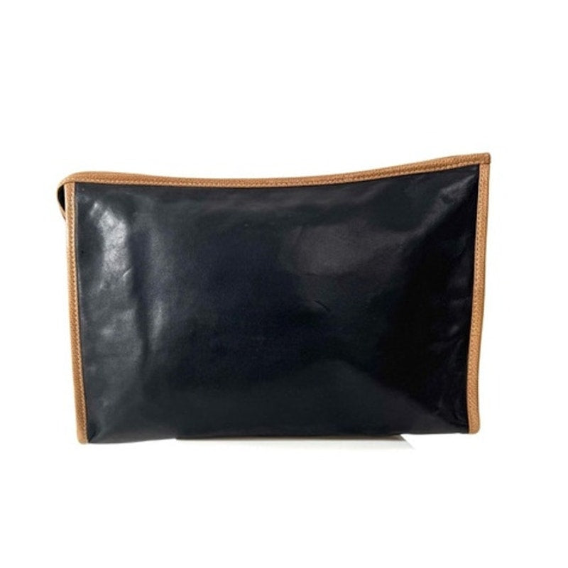 Loewe Black and Tan Leather Clutch