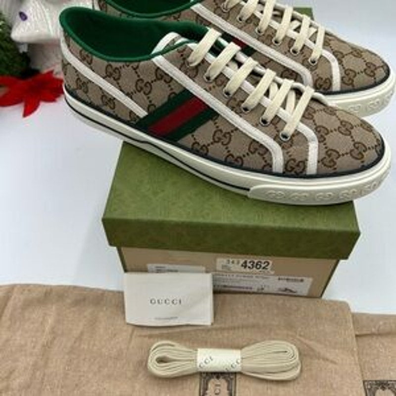 Gucci tennis 1977 low top GG canvas sneaker sized 11.5 fits 12 US made in Italy