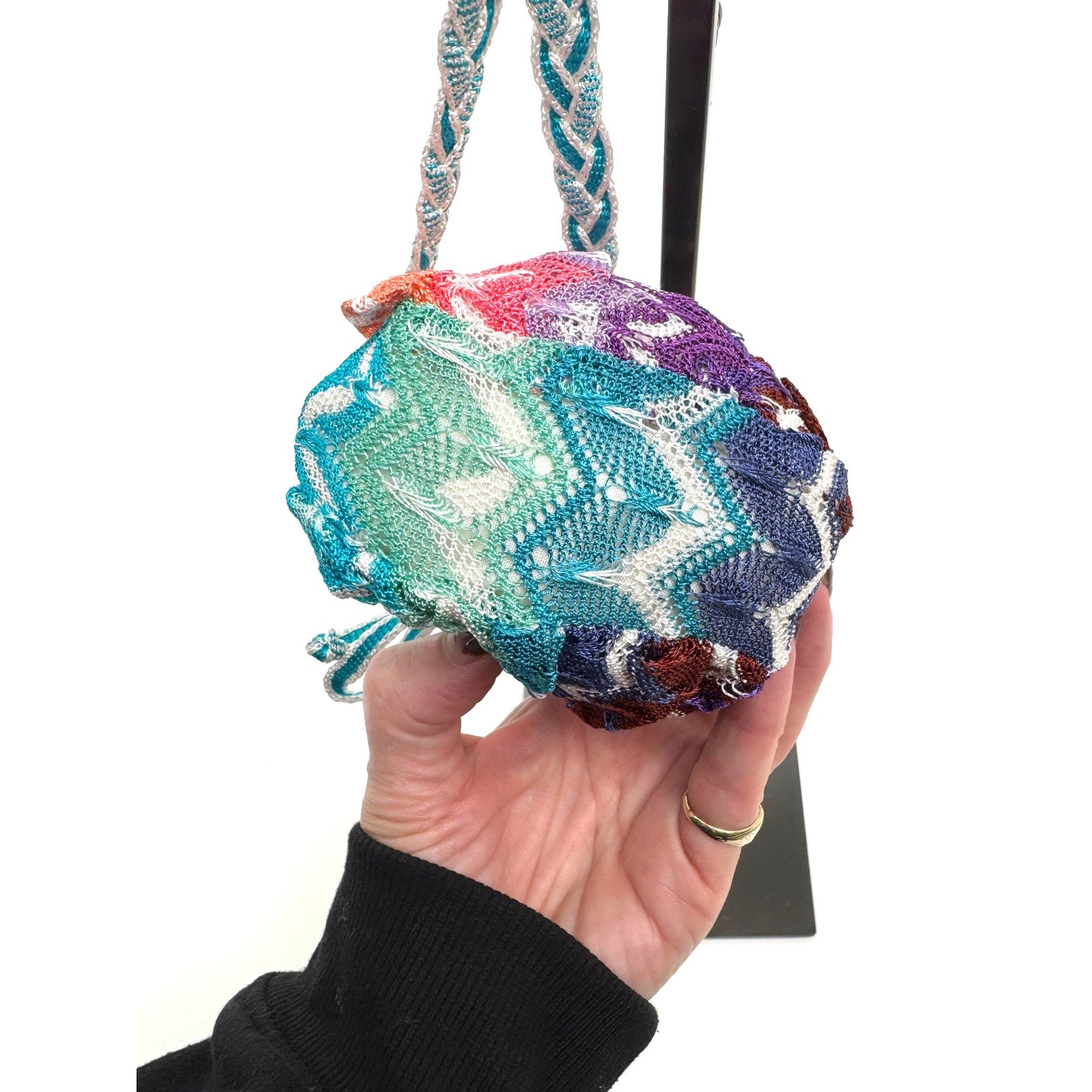Women's Multicolor Flame Stitch Boho Crossbody Shoulder Bag