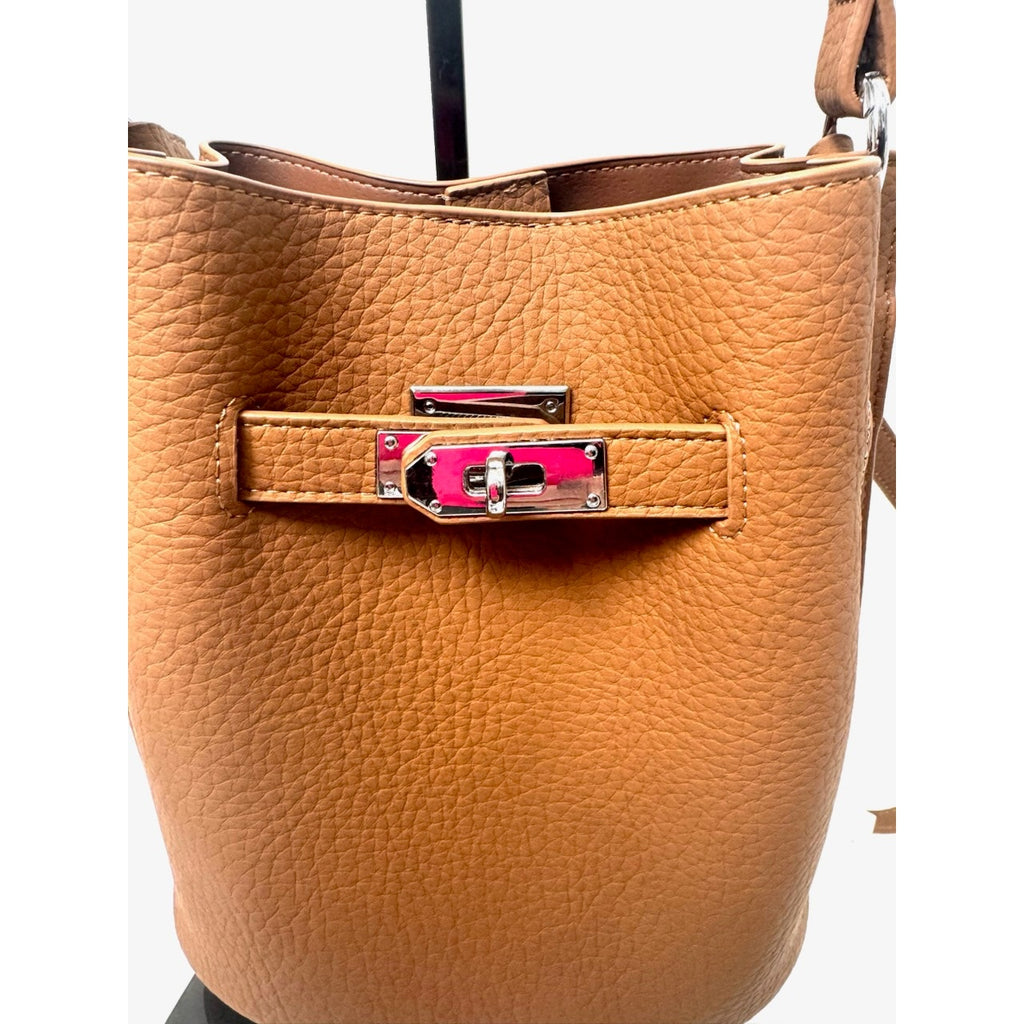 Brown Leather 3-Way Multi-Functional Bag - Crossbody, Tote & Shoulder with Charm