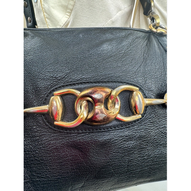 Gucci Black 3-Way Bag Horsebit Bamboo Accent Convertible Shoulder Crossbody Bag