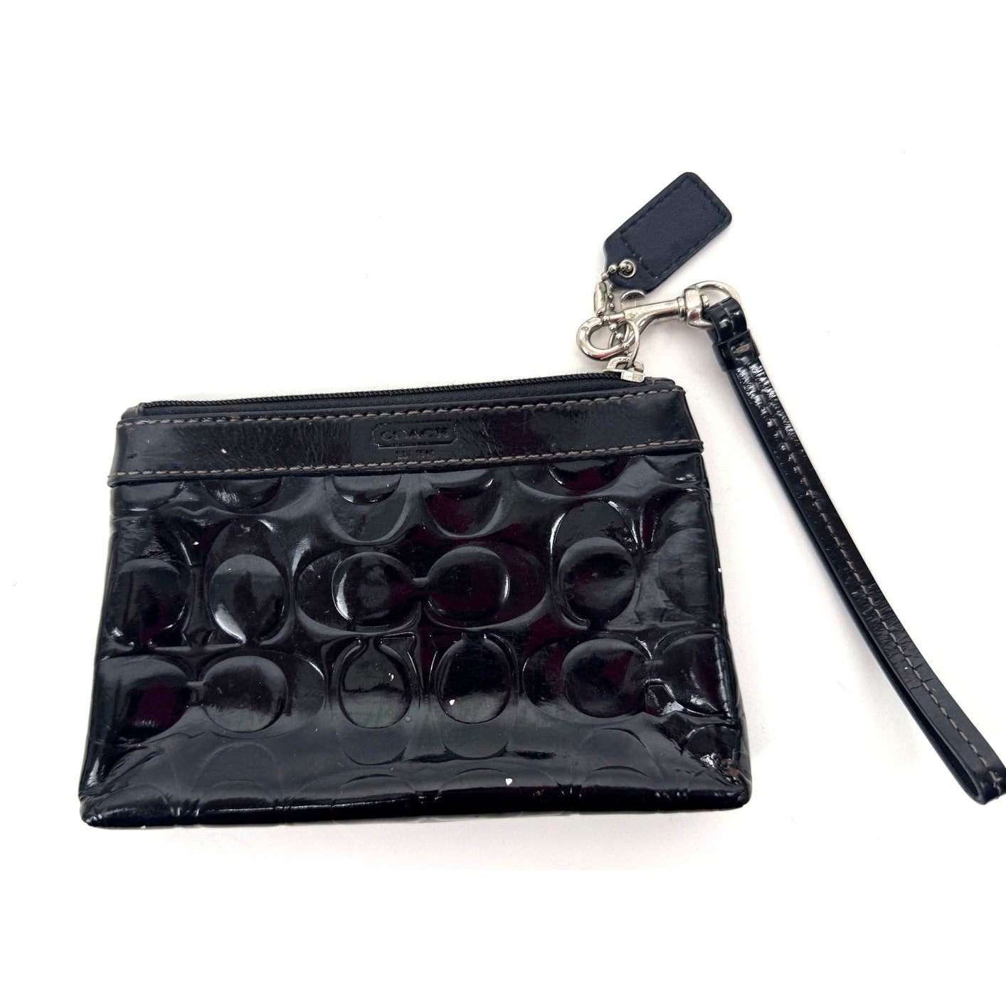 Coach Black Patent Leather Logo Wristlet / Clutch – Multi-Use Second Bag