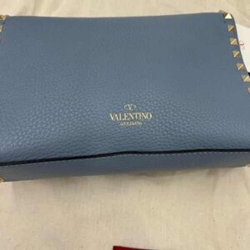 Valentino Garavani Women's Blue Studded calf skin Crossbody bag made Italy