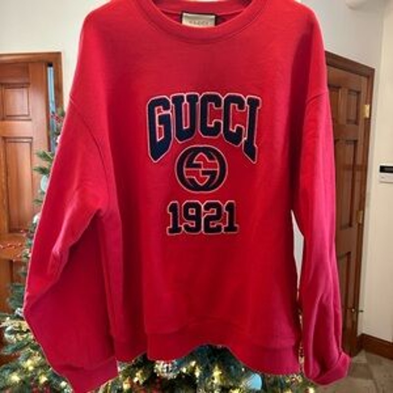 Men's Gucci logo embroidered cotton jersey sweatshirt, size XL made in Italy