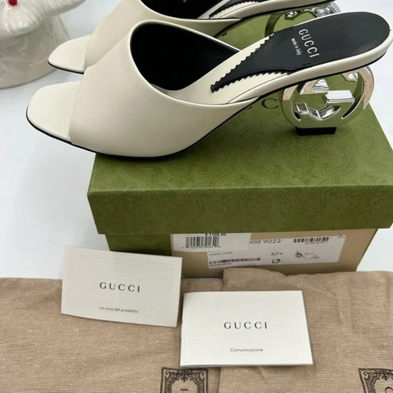 Women's Gucci interlocking G leather sandal size 37.5 made in Italy