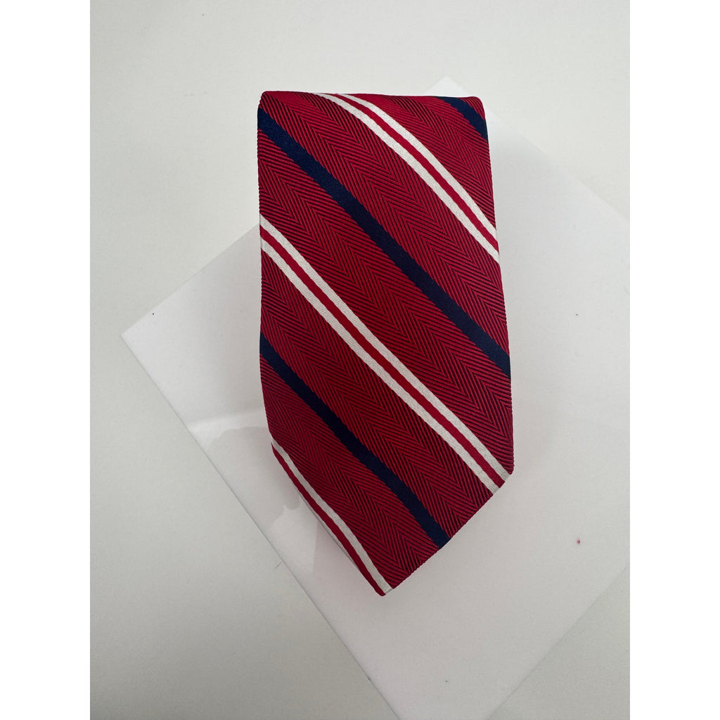 Brooks Brothers NWOT Men's Red & Navy Blue Silk Blend Striped Neck Tie