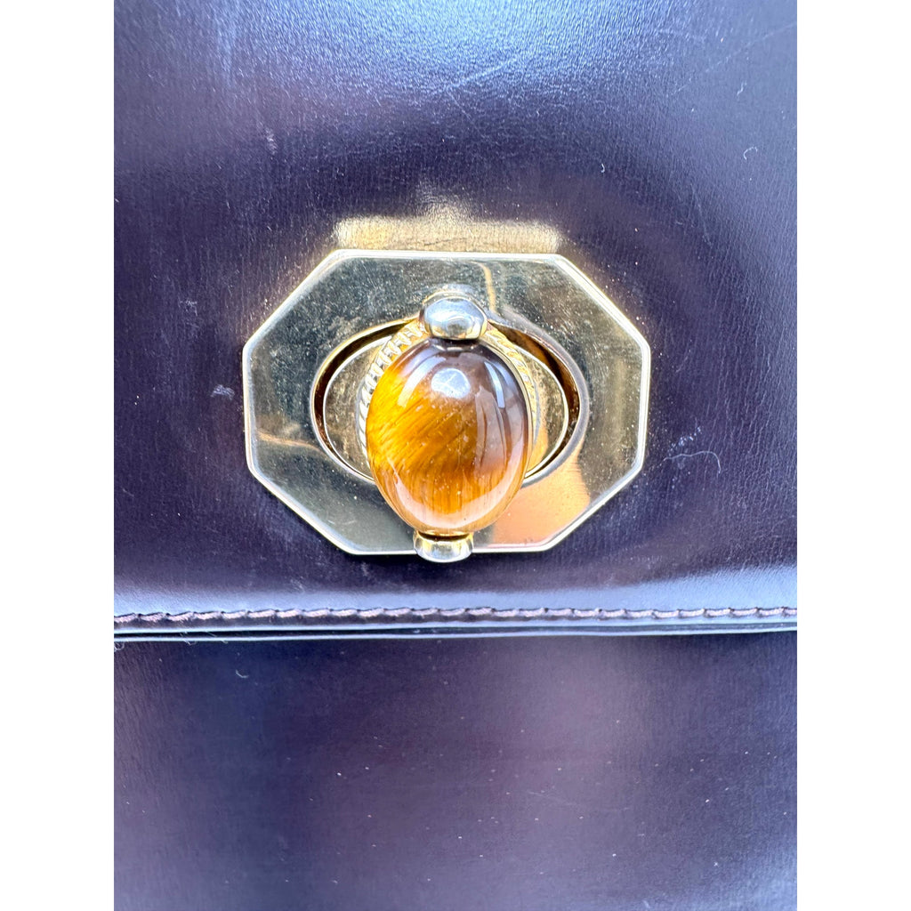 Gucci Vintage Chocolate Brown Leather Gold Chain Handbag