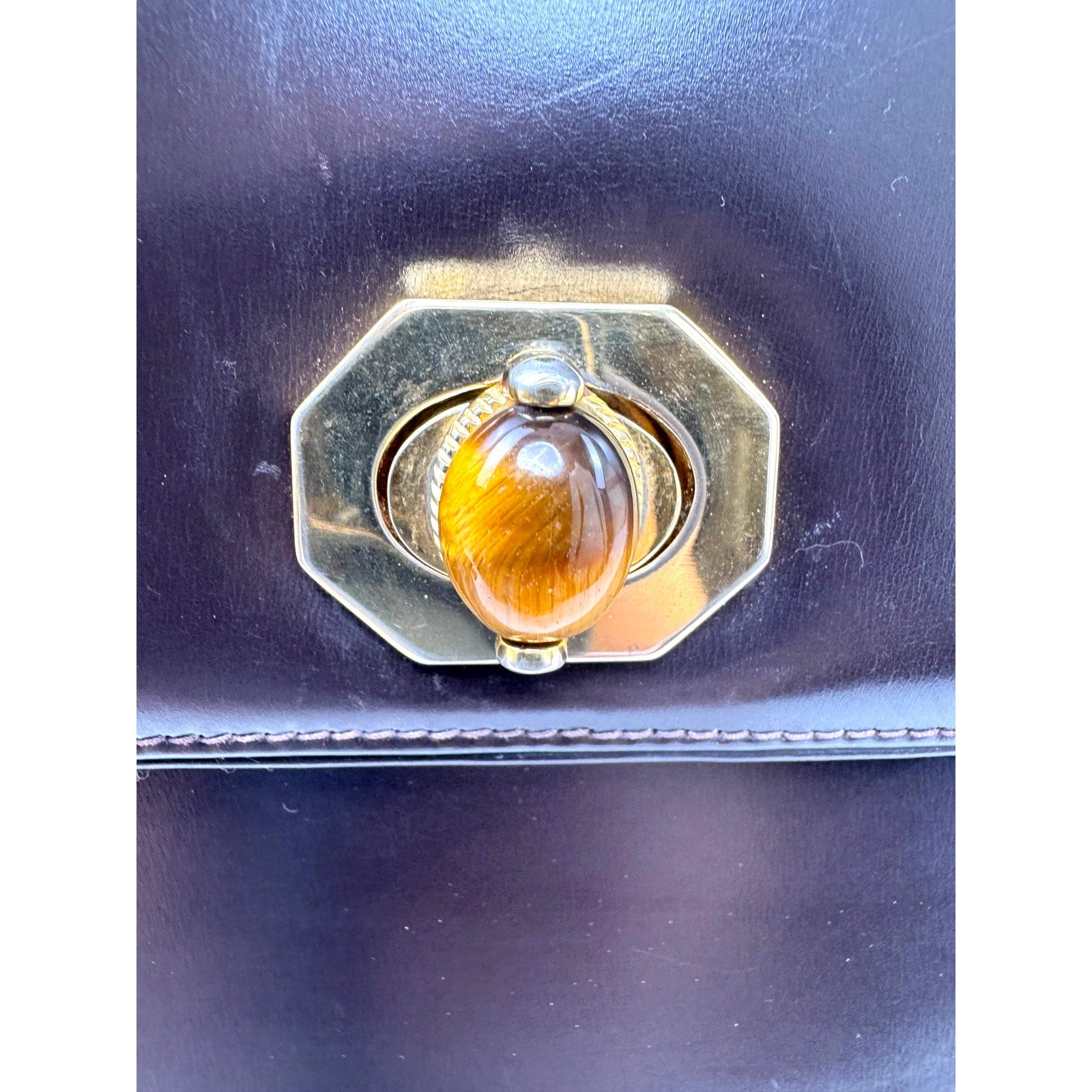 Gucci Vintage Chocolate Brown Leather Gold Chain Handbag