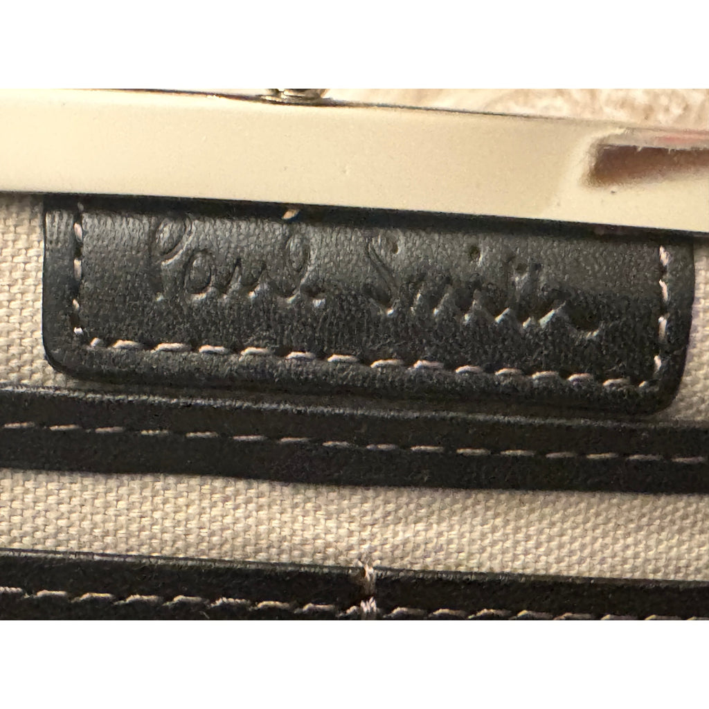 PAUL SMITH Rare Black and Yellow Heart Print Kiss Lock Clutch Bag/Long Wallet