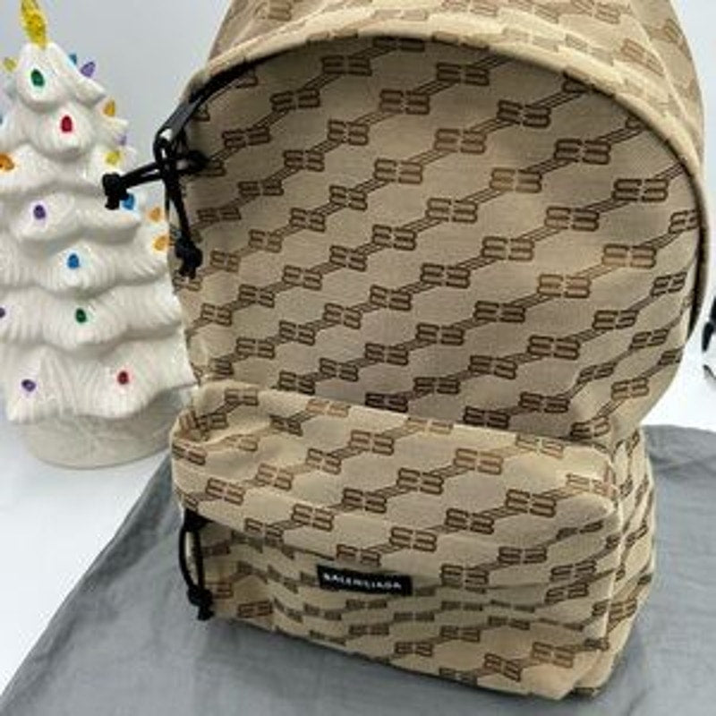 Unisex Balenciaga signature backpack in beige BB monogram coated canvas Italy