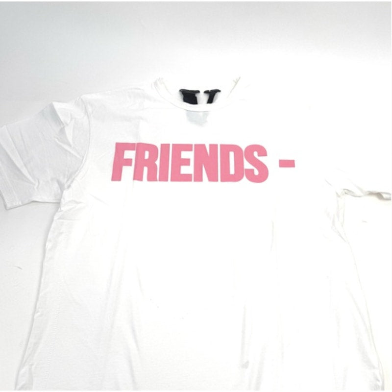 Men's Vlone x Friends NEW White and Pink Short Sleeve T-Shirt Size L